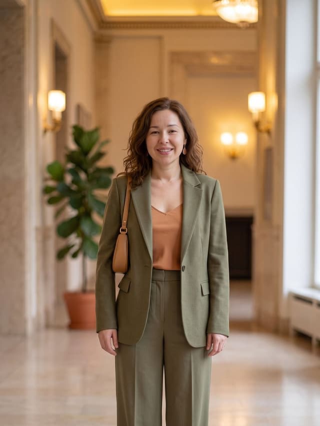 Stylizacja Elegancko wygenerowana przez AI Stylistkę na zdjęciu klientki